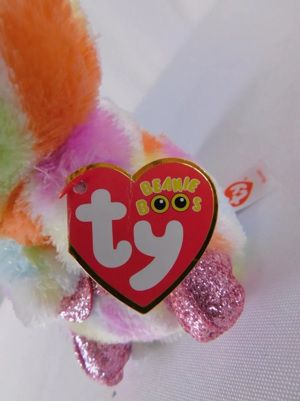 Ty Beanie Boos Bloomy Multicolor Bunny Plush Small Stuffed Toy Easter Glitter